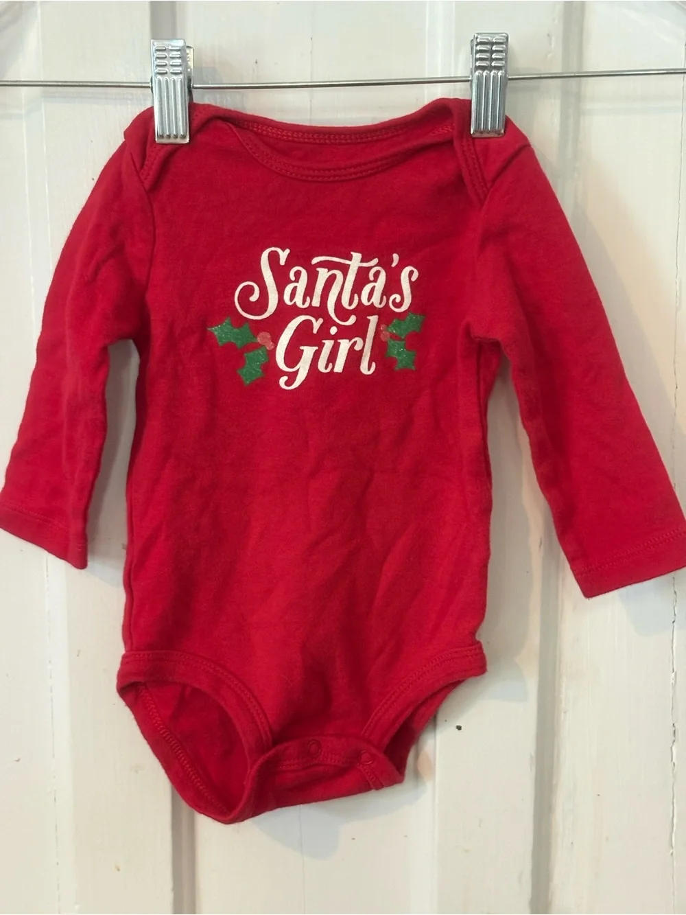 Carter's Red 'Santa's Girl' Long-Sleeve Baby One-Piece